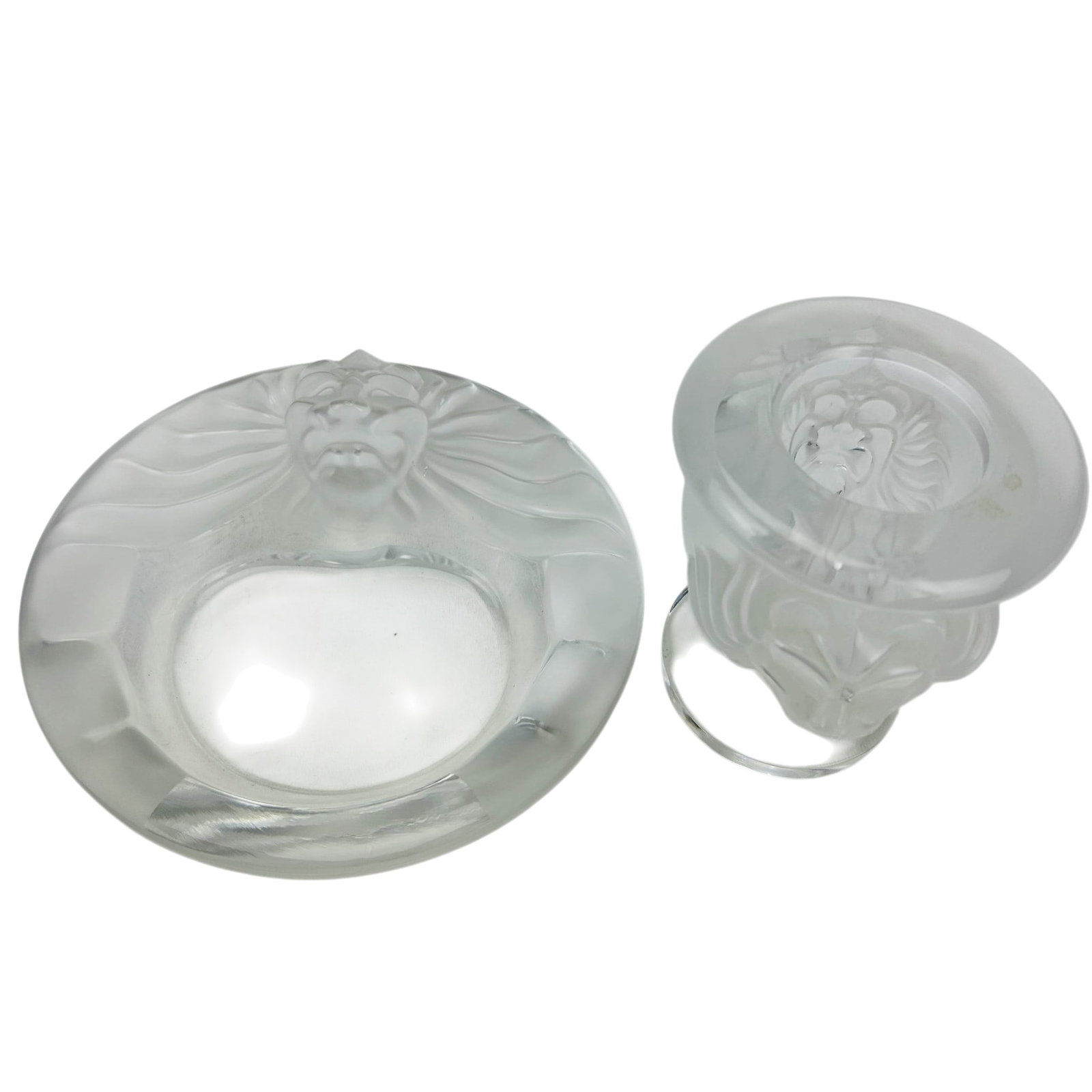 Lalique Tete De Lion Match Holder & Ashtray Bowl (1 of 4)