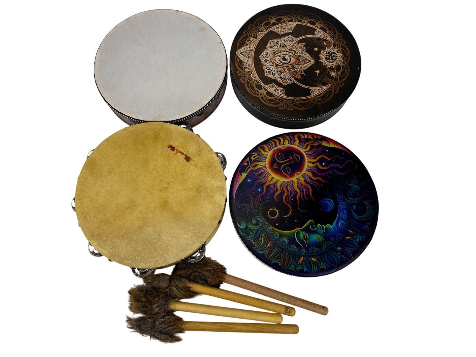Percussion Shaman Drum & Tambourine Instrument LOT (1 of 4)