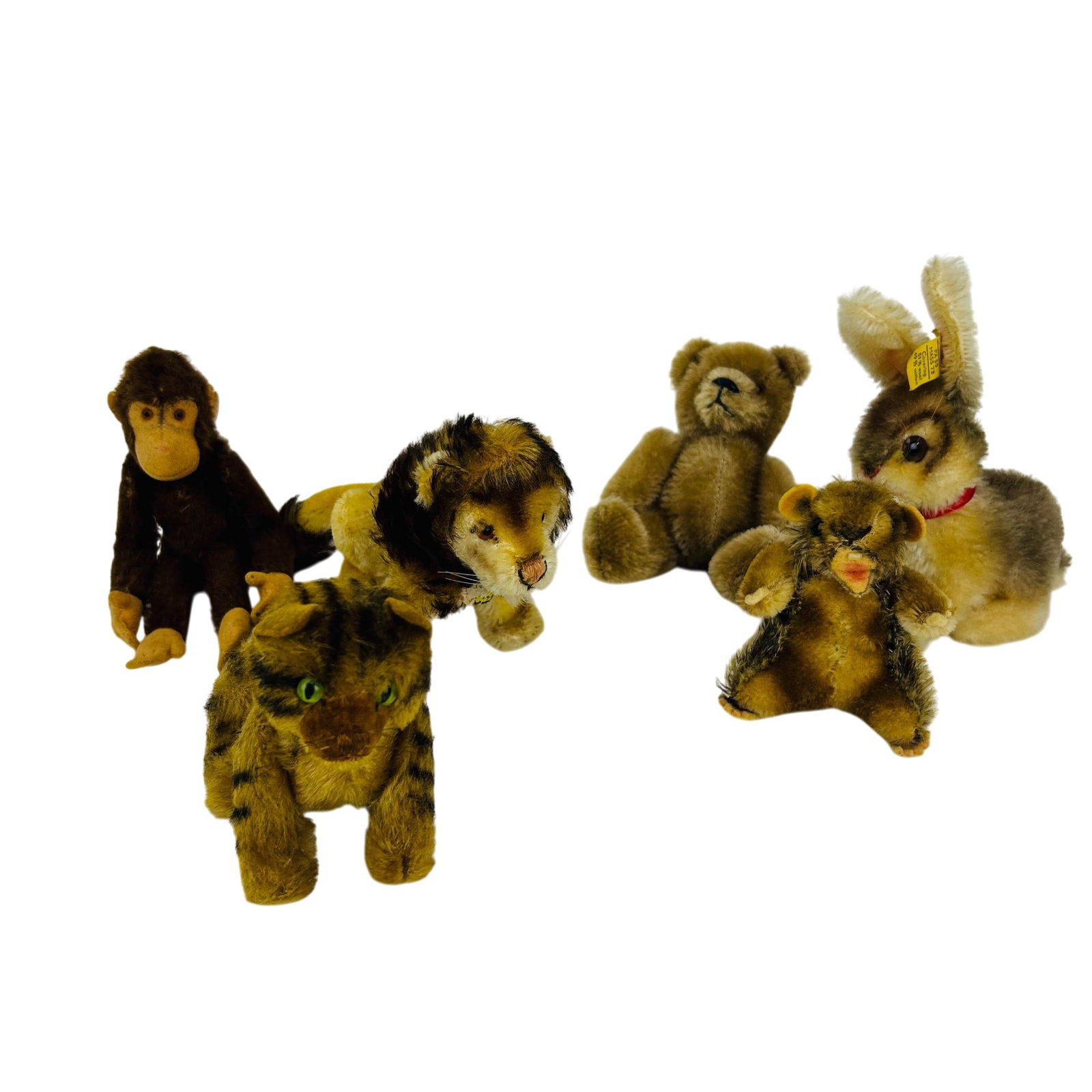 Steiff Beaver Chimp Lion Bear Mohair Toys 6pc LOT (1 of 3)