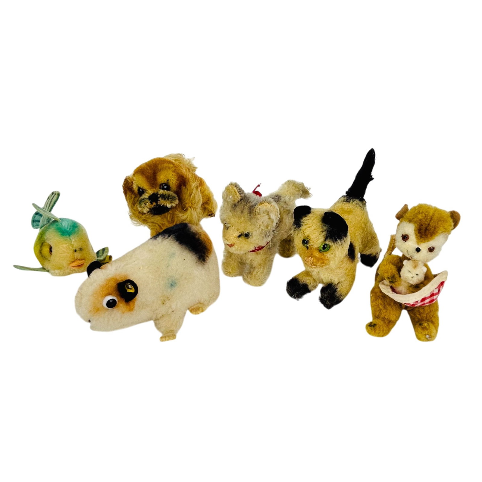 Steiff Guinea Pig Fish Cat Dog Stuffed Toys 6p LOT (1 of 3)