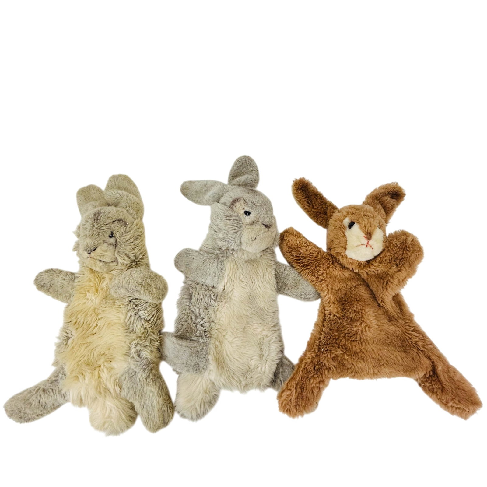 Steiff Gray & Brown Bunny Rabbit Hand Puppets LOT (1 of 4)