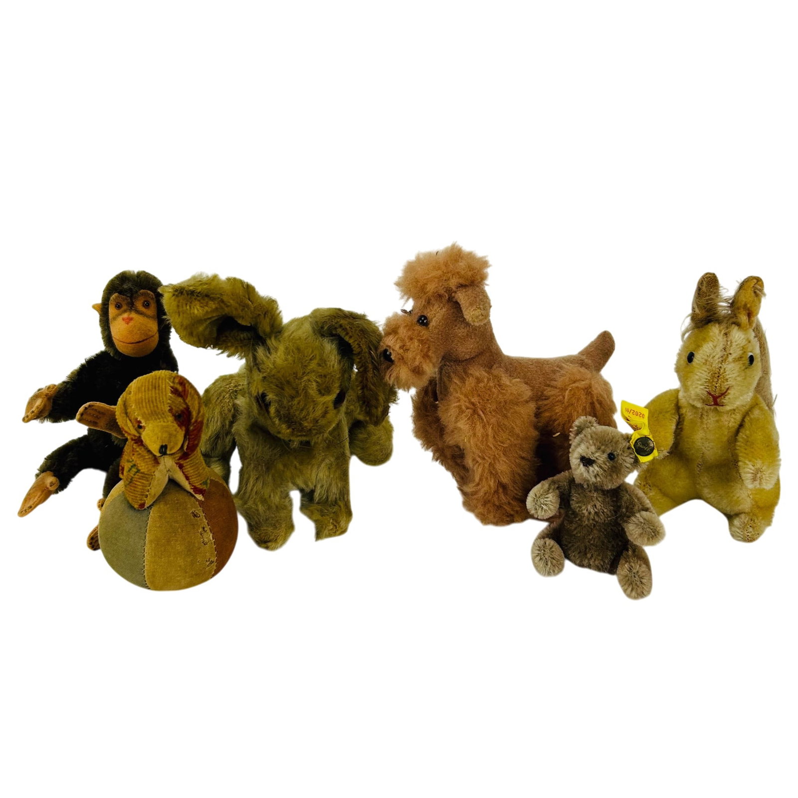Steiff Poodle Monkey Rabbit Animal Toy Figures LOT (1 of 3)