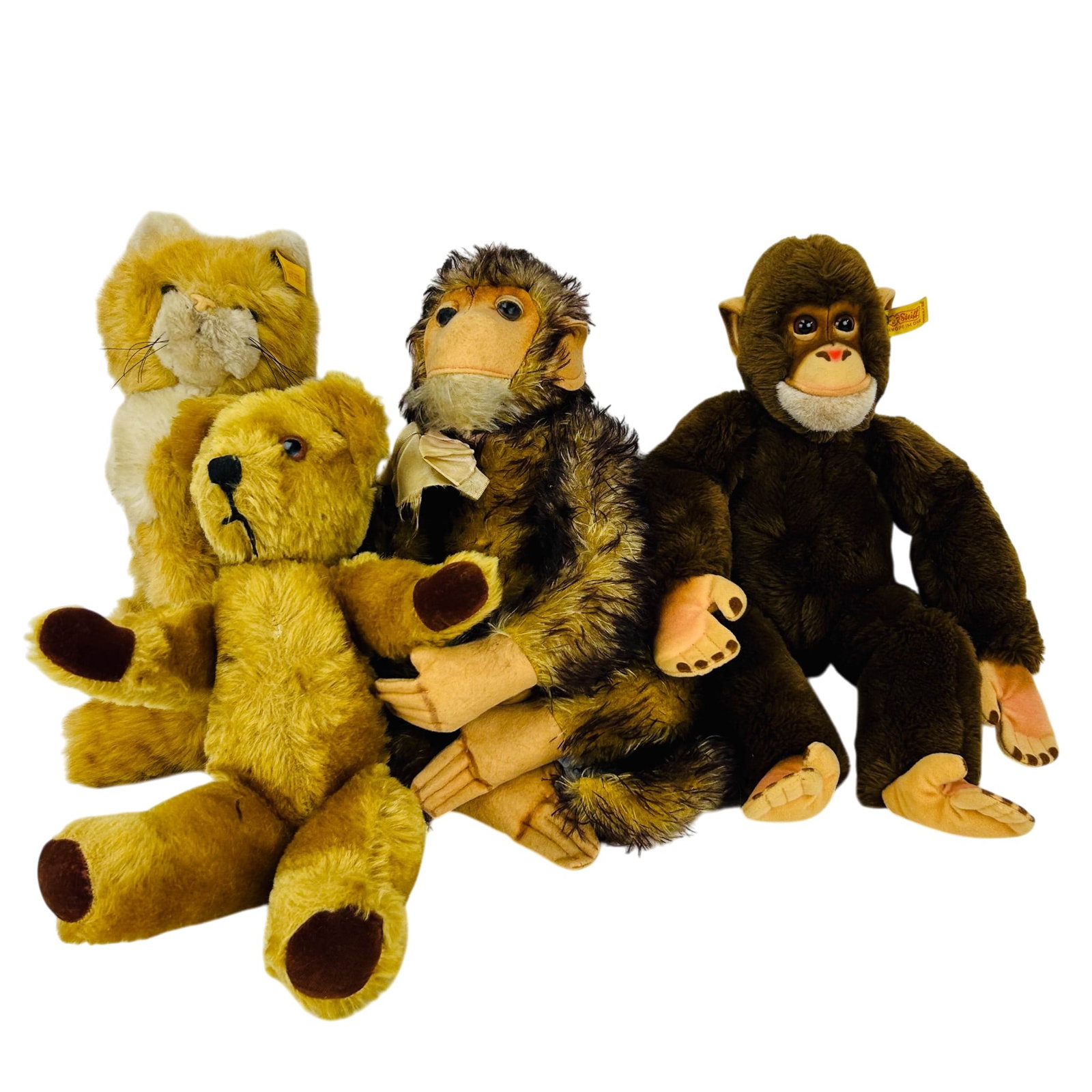 Steiff Plush Animal Group Bear Monkeys Cat 4pc LOT (1 of 5)