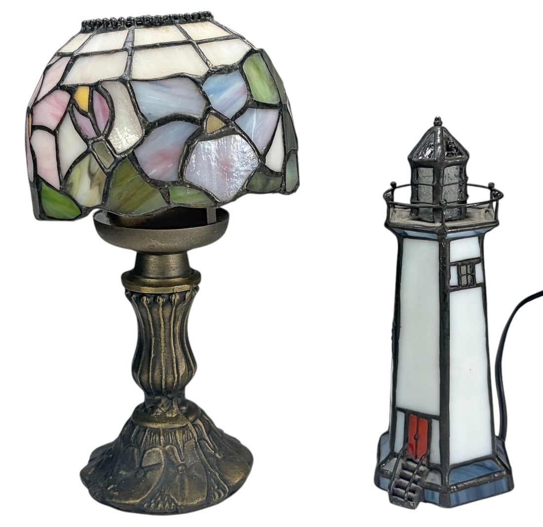 Tiffany Style Stained Glass Lamps Decor 2pc LOT (1 of 9)