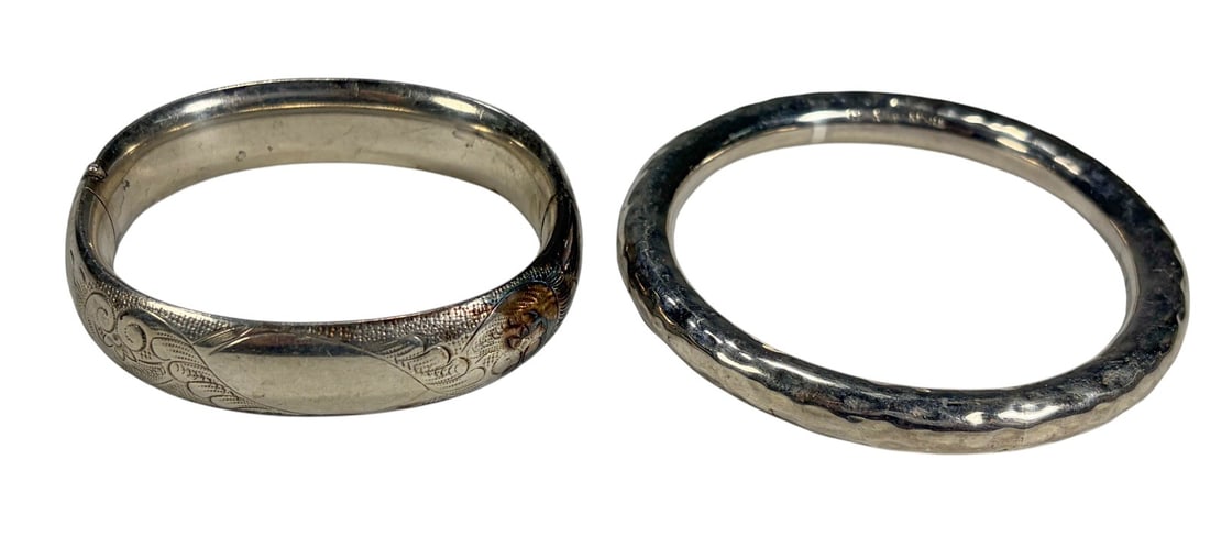 Sterling Silver Bangle Bracelets Fine Jewelry 2pcs (1 of 6)