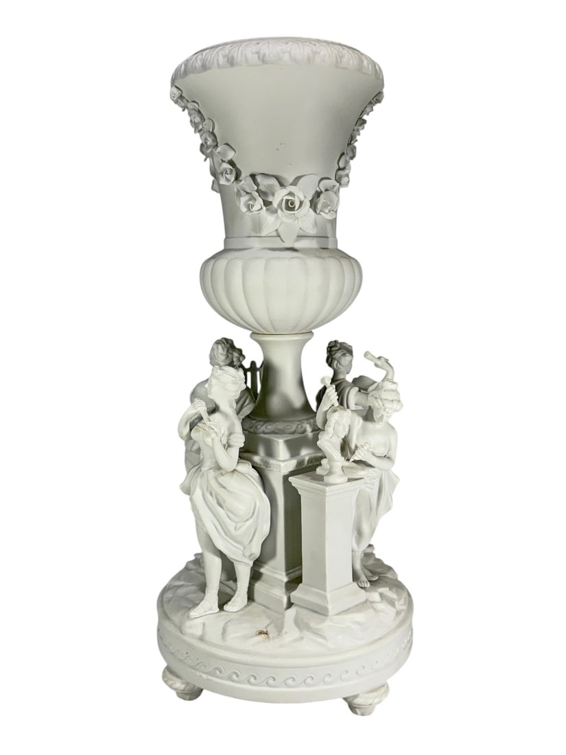 Classical Bisque Porcelain Figural Centerpiece Urn (1 of 8)