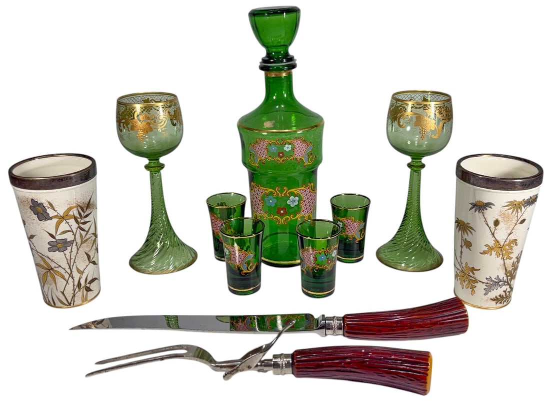Mixed Glassware Porcelain & Sheffield Carving 11pc (1 of 9)