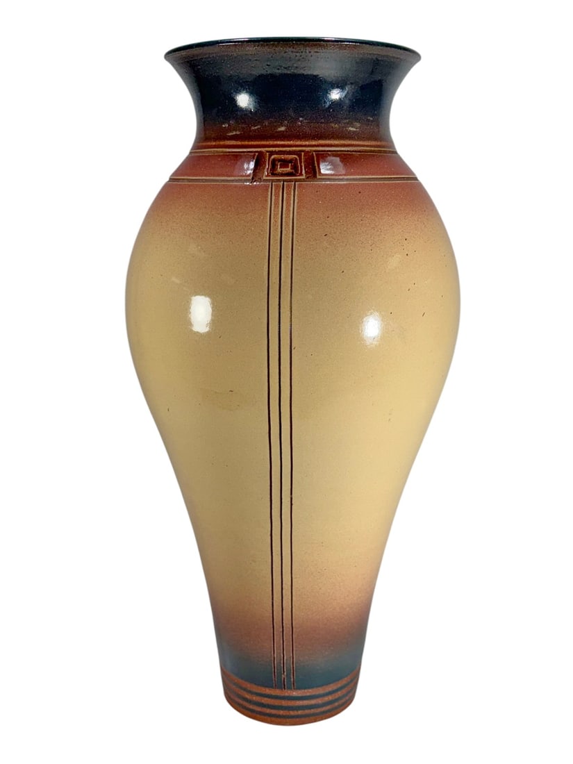 Garry Childs NC Studio Pottery Carved Vase 17in (1 of 1)