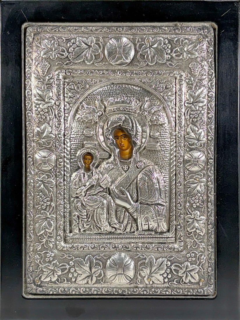 950 Silver Orthodox Virgin & Child Icon Plaque (1 of 6)