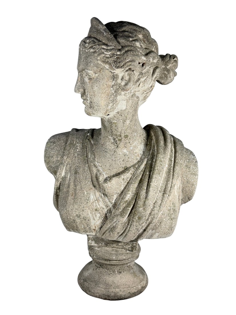 Classical Limestone Bust of Diana Garden Statue (1 of 4)