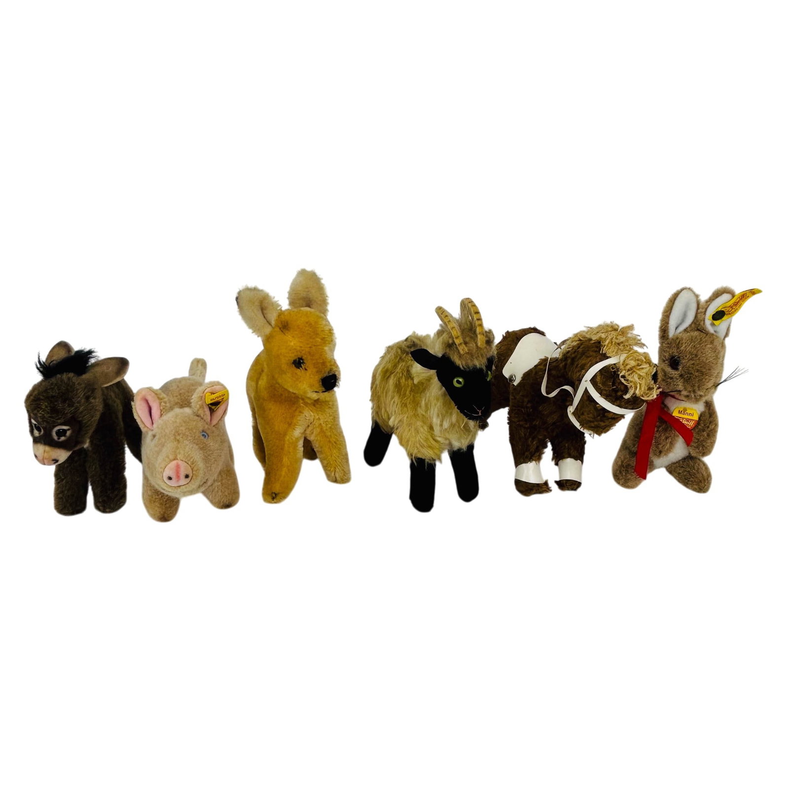 Steiff Pig, Donkey, Fawn, Mouse & Rabbit 6pc LOT (1 of 6)