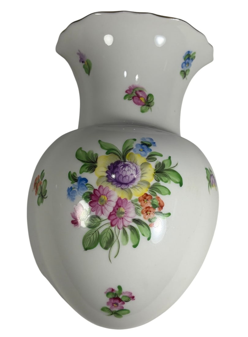 Herend Hand Painted Floral Porcelain Wall Pocket (1 of 7)