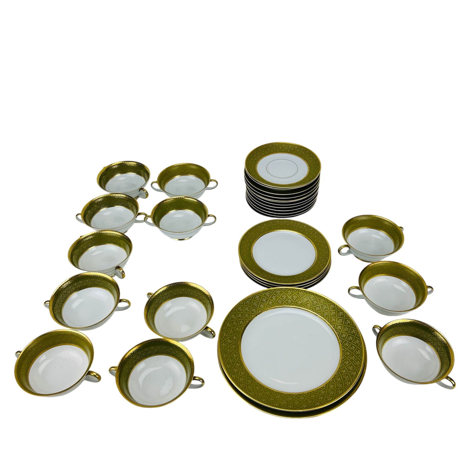 Rosenthal Porcelain Green & Gold Gilt Partial SET (1 of 5)