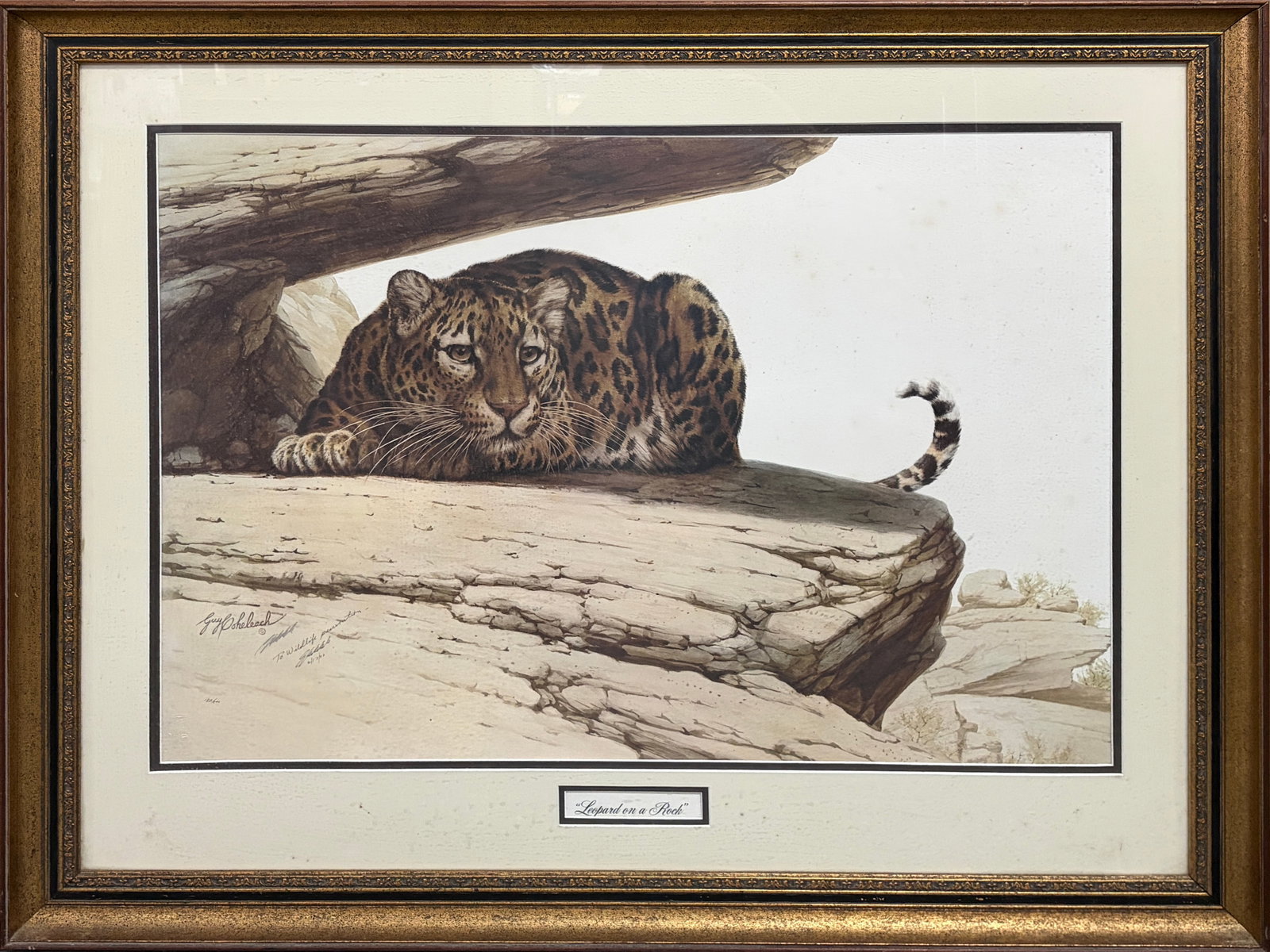 Guy Coheleach Leopard on Rock Signed Lithograph - 2