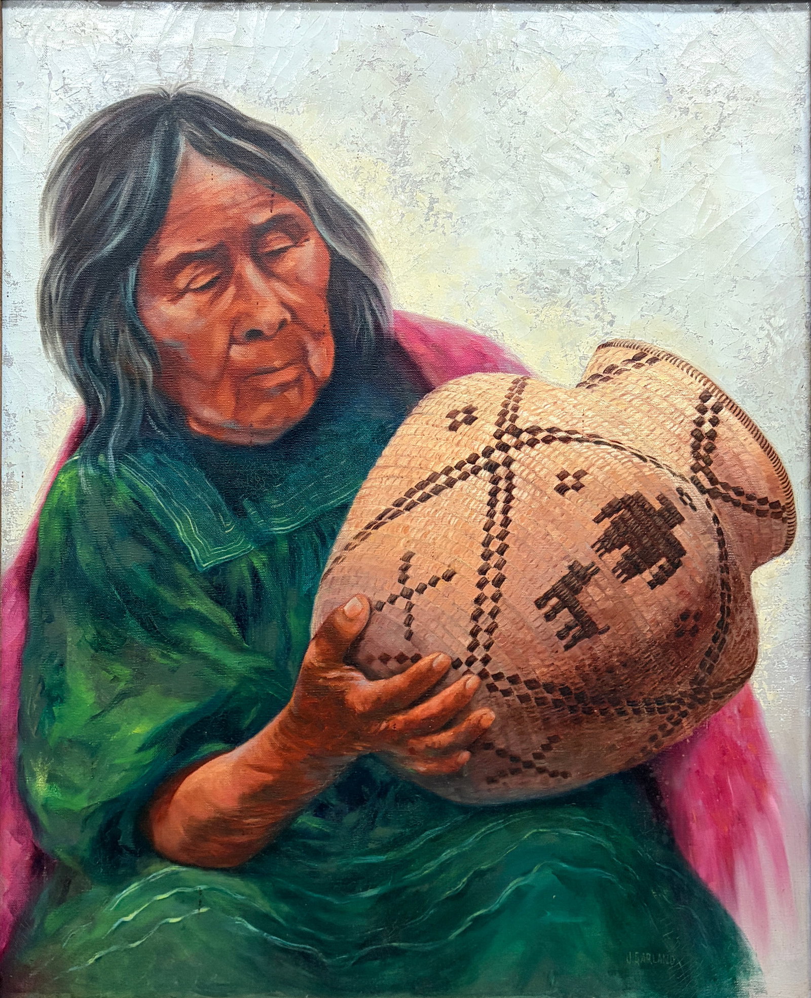 Signed Native American Portrait Painting Framed (1 of 7)