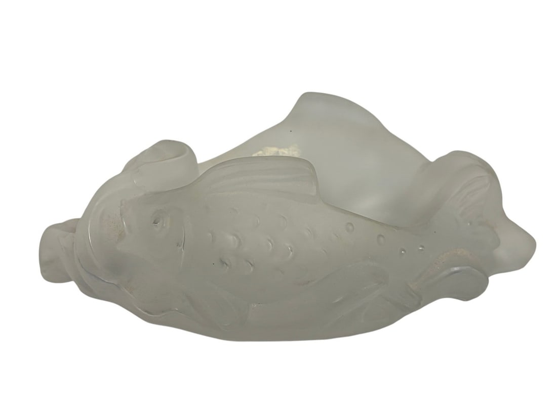 Signed Lalique Frosted Crystal Fish Form Bowl (1 of 5)