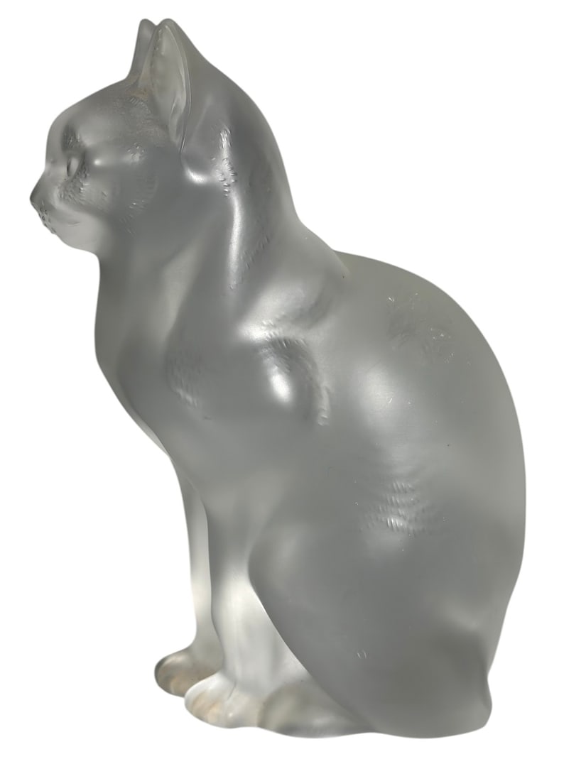 Lalique Frosted Crystal Seated Cat Sculpture (1 of 6)