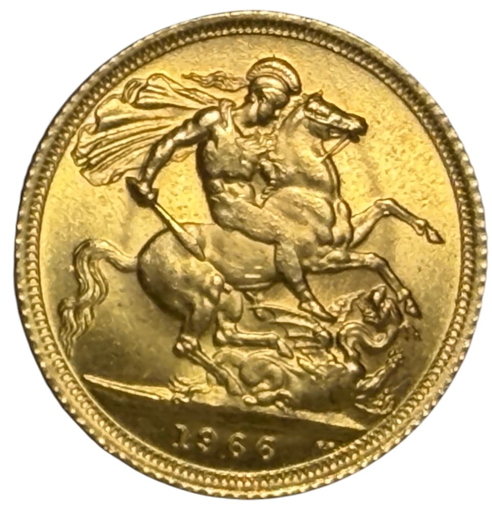 1966 British 22k Gold Sovereign Elizbeth II Coin (1 of 2)