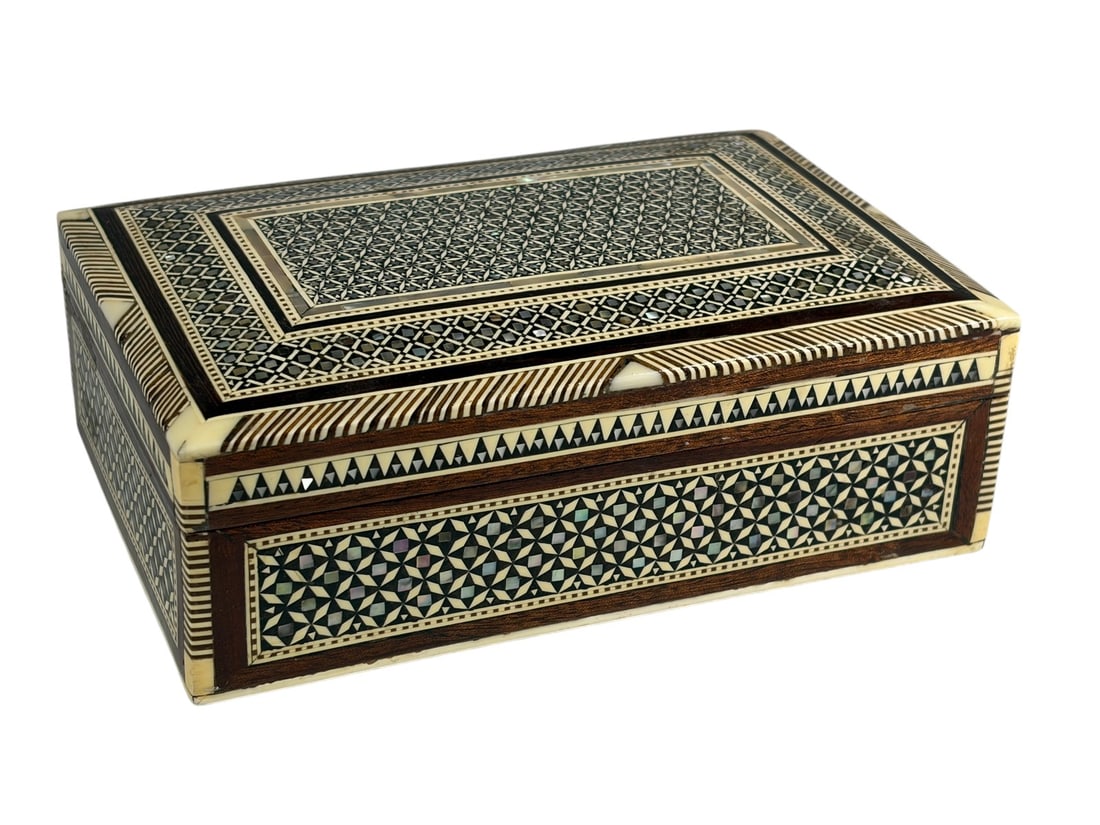 Syrian Inlaid Mosaic Wood Jewelry Box Mother Pearl (1 of 7)