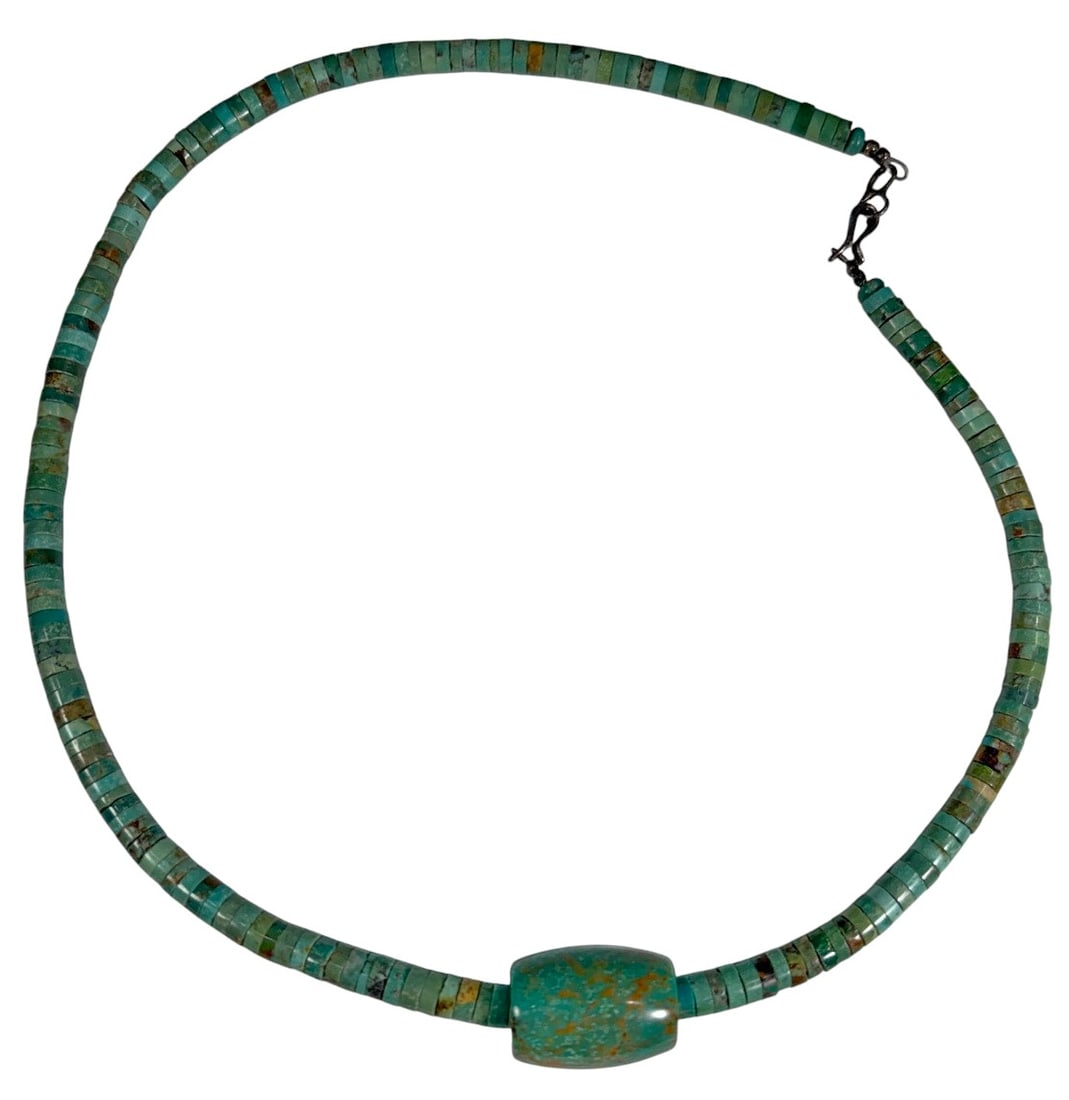 Navajo Turquoise Heishi & Center Bead Necklace (1 of 4)