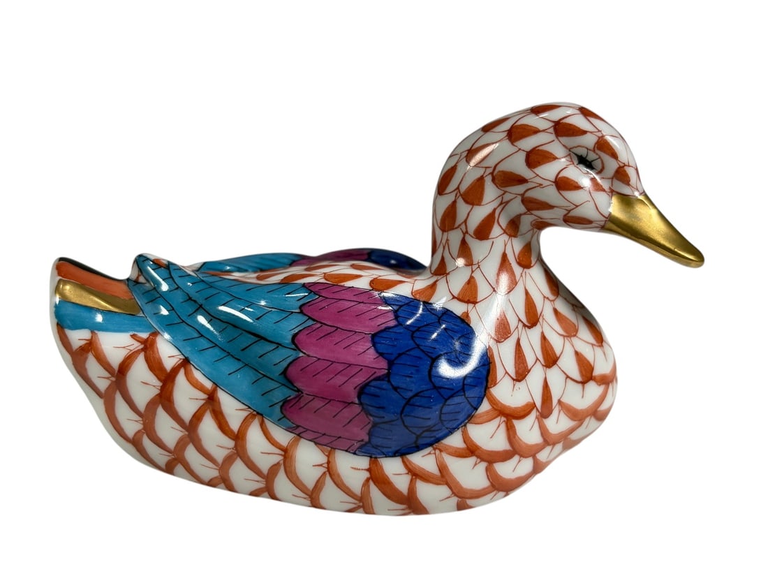 Herend Hungary Fishnet Duck Porcelain Figure (1 of 5)