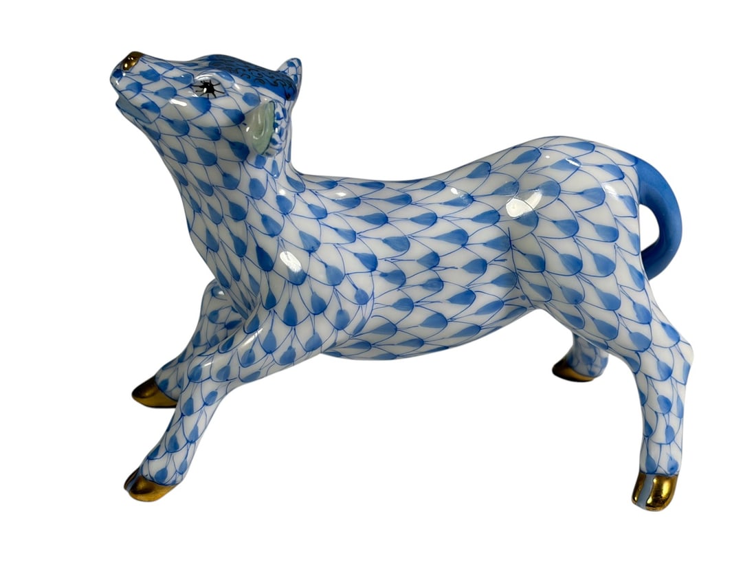 Herend Hungary Blue Fishnet Baby Goat Figure (1 of 6)