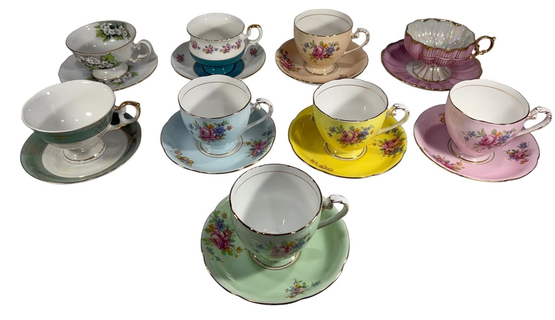 Vintage Bone China Teacups & Saucers 18pc LOT (1 of 11)