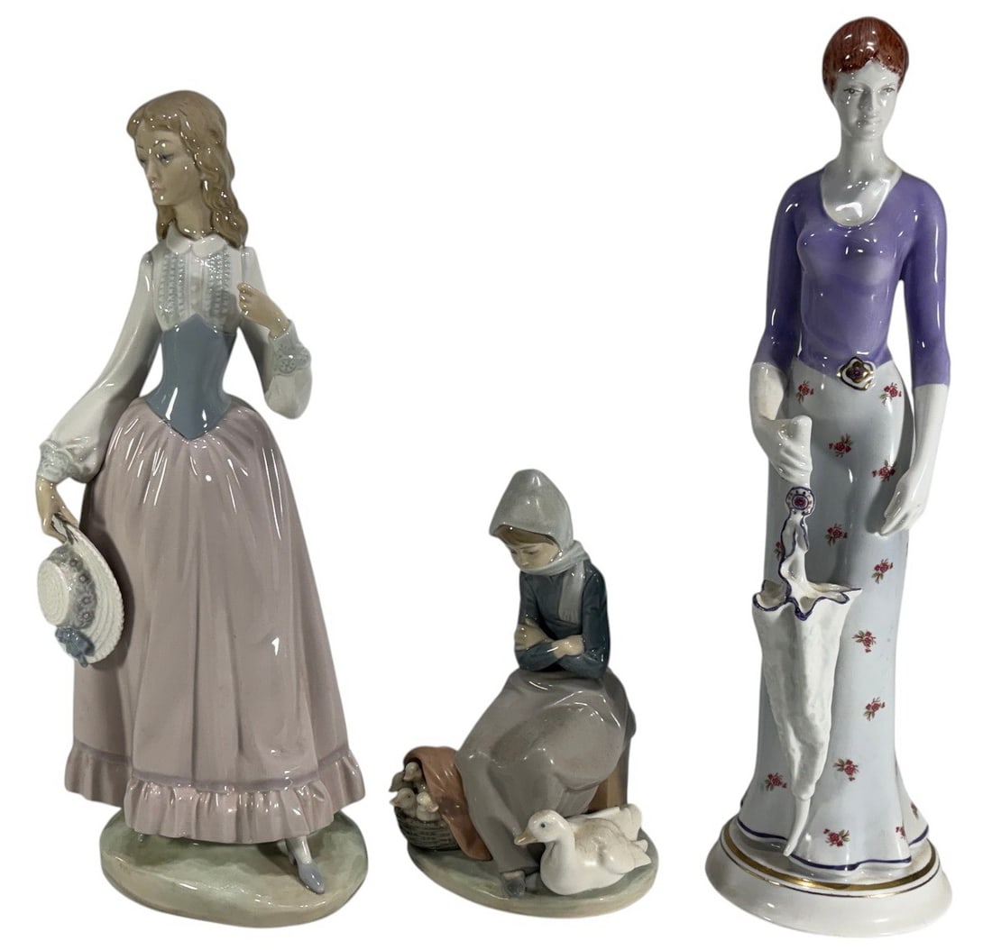 Lladro & Hollohaza Porcelain Figures 3pc LOT (1 of 9)