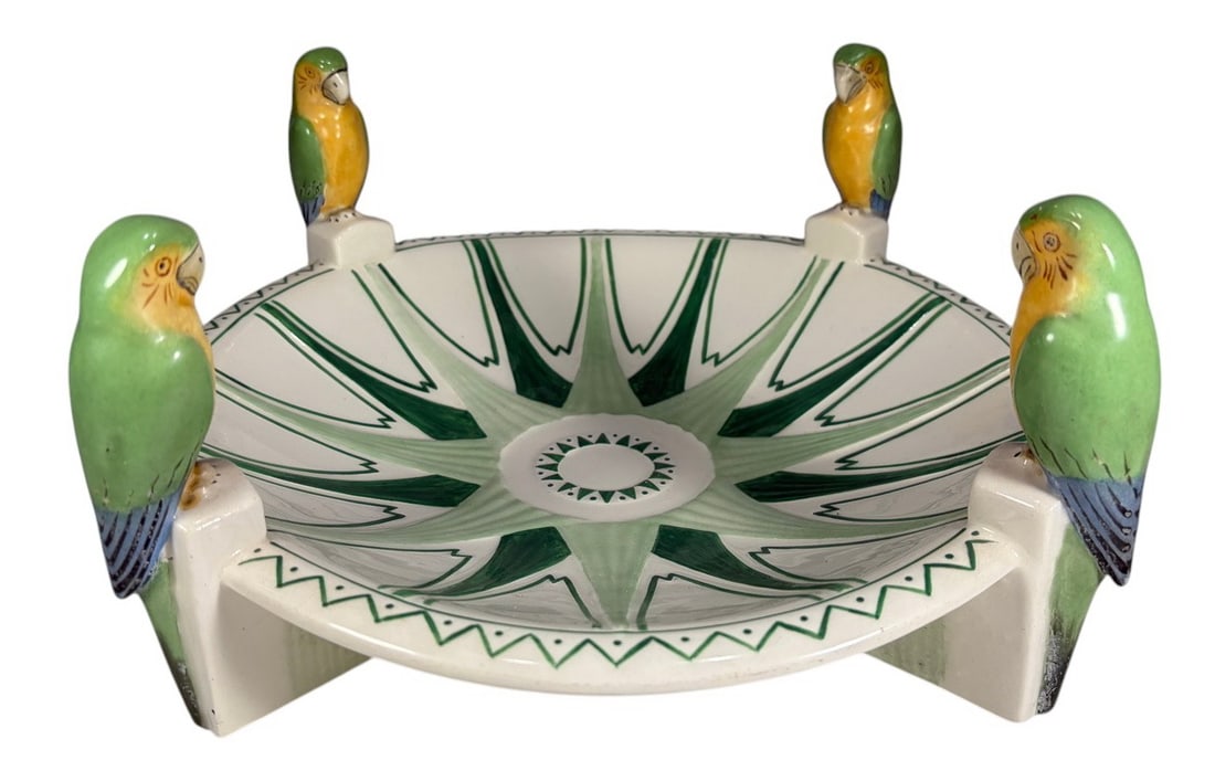 Czechoslovakia Art Deco Parrot Centerpiece Bowl (1 of 5)