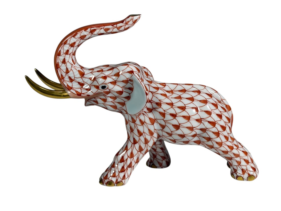 Herend Rust Fishnet Elephant Miniature Figure Porc (1 of 6)