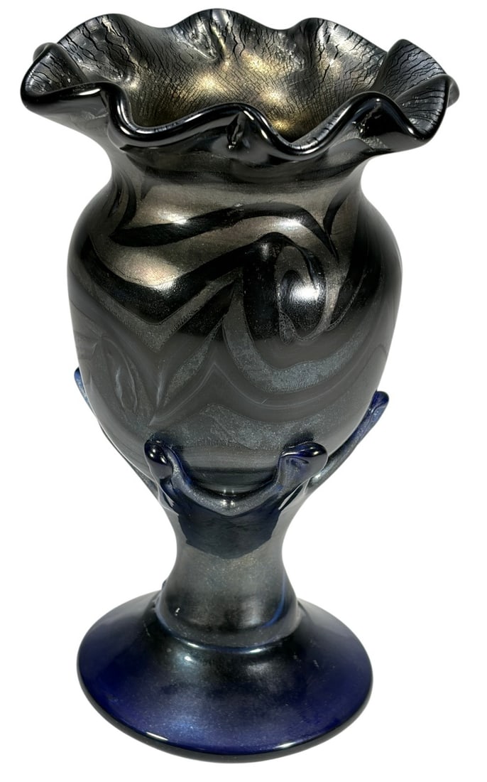 Signed Spurlock Art Glass Vase Dated 1980 (1 of 5)