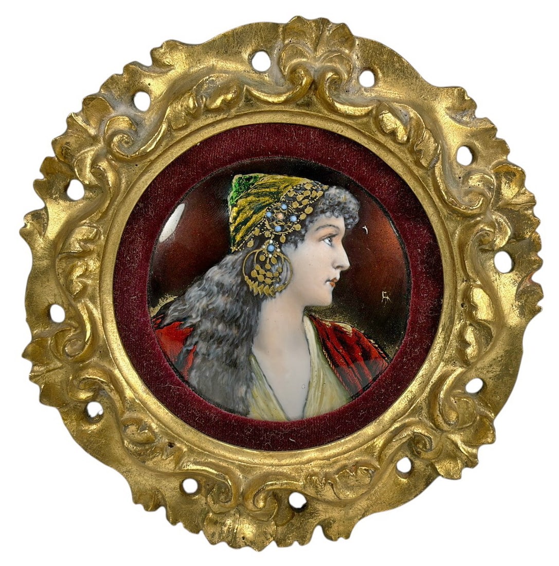 Limoges Framed French Enamel on Copper Portrait (1 of 4)