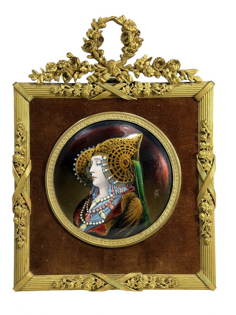 French Limoges Enamel on Copper Portrait Plaque (1 of 6)