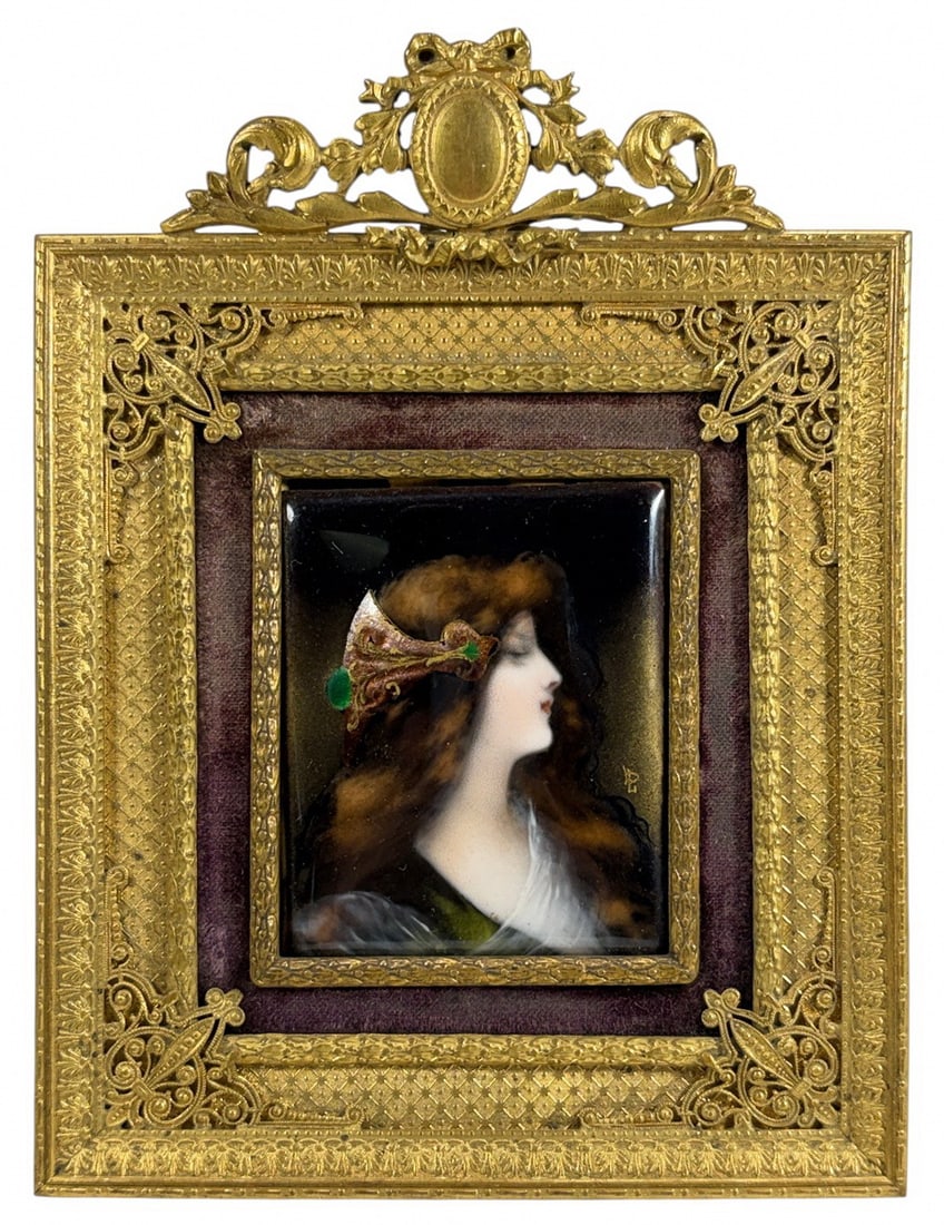 Limoges Art Nouveau Enamel on Copper Portrait (1 of 6)