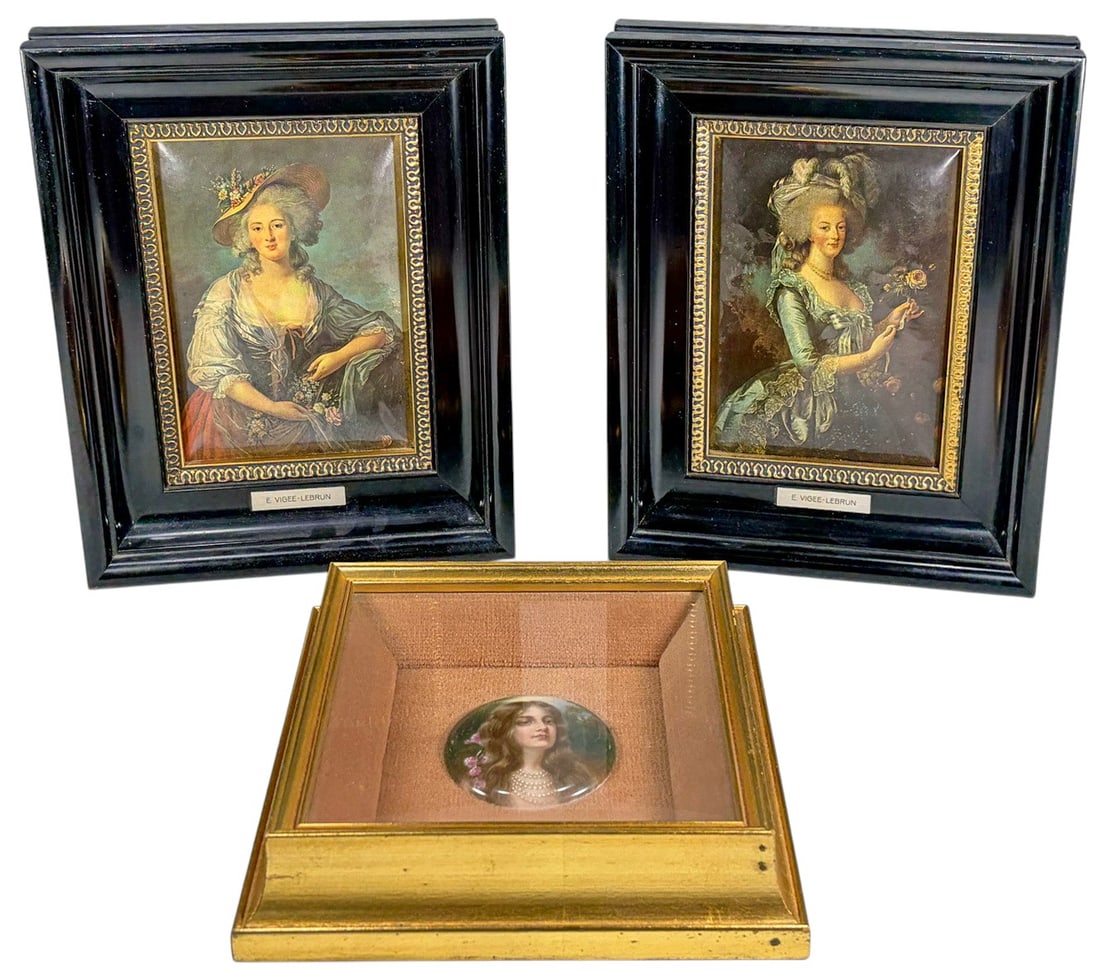 Vigee-Lebrun Style Framed Portraits & Miniature 3p (1 of 8)