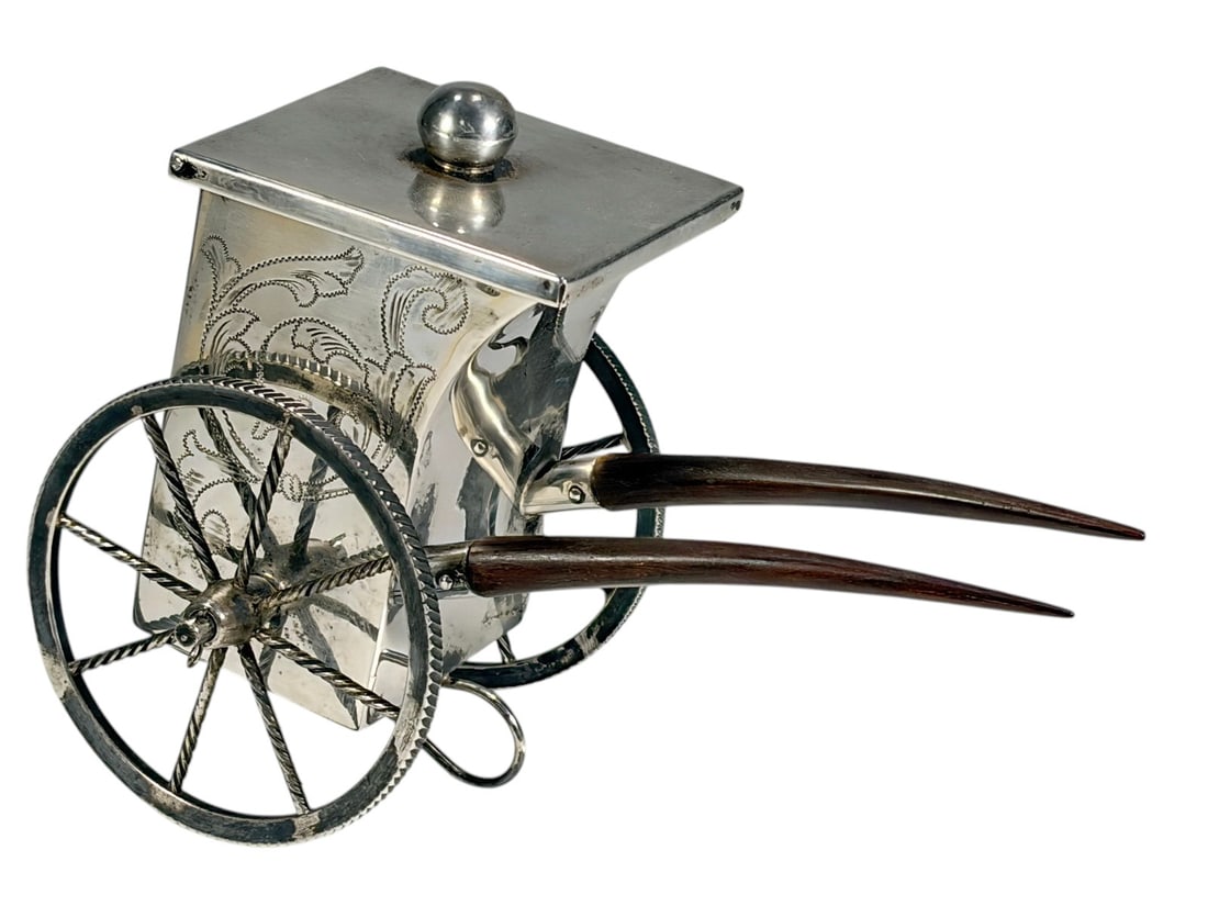Japanese Sterling Silver Rickshaw Form Caddy (1 of 6)