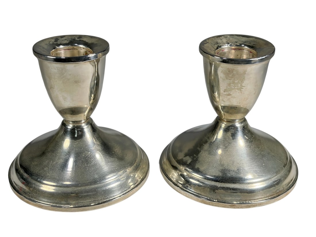 Pair of Sterling Weighted Silver Candlesticks (1 of 6)