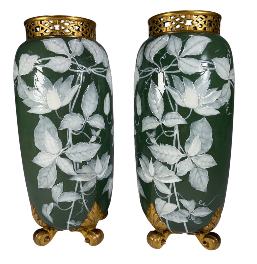 Probably Grainger Worcester Pate-sur-Pate Vases 2P (1 of 5)