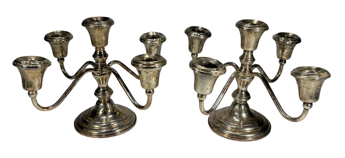 Frank M Whiting Sterling 5-Light Candlesticks Pair (1 of 7)
