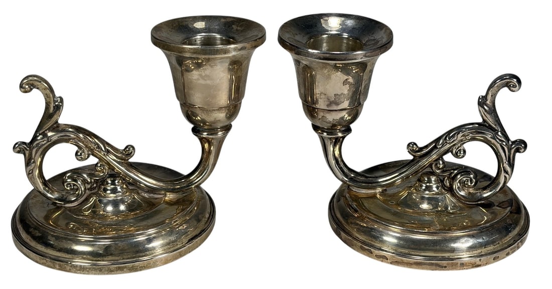 Pair Silverplate Single Light Wall Sconces Vintage (1 of 7)