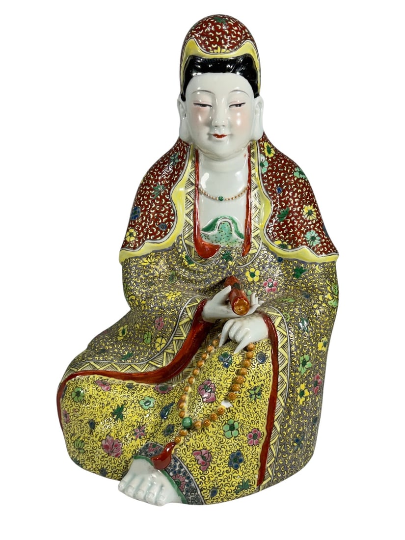 Chinese Famille Rose Guanyin Porcelain Figure Stat (1 of 7)