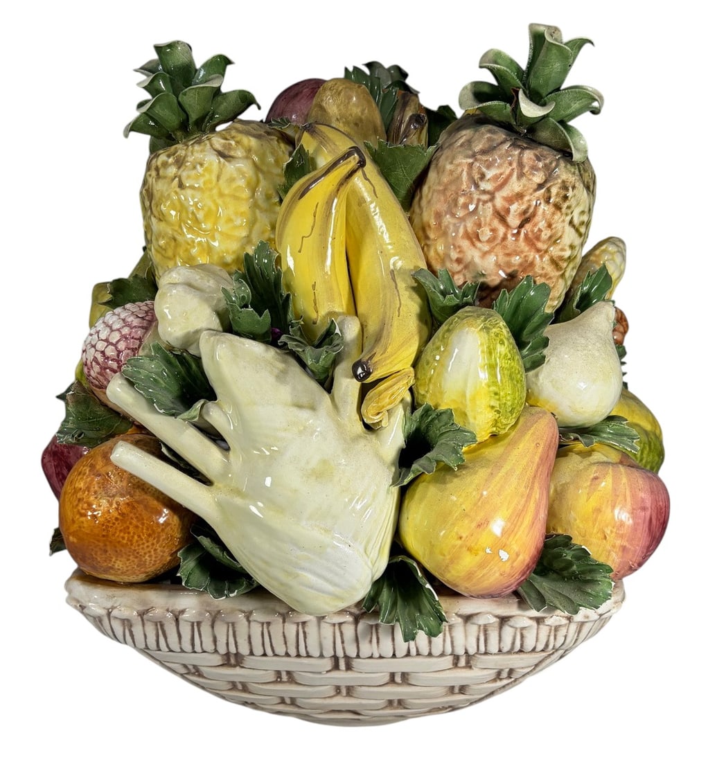 Majolica Fruit Basket Centerpiece Sculpture Large (1 of 9)
