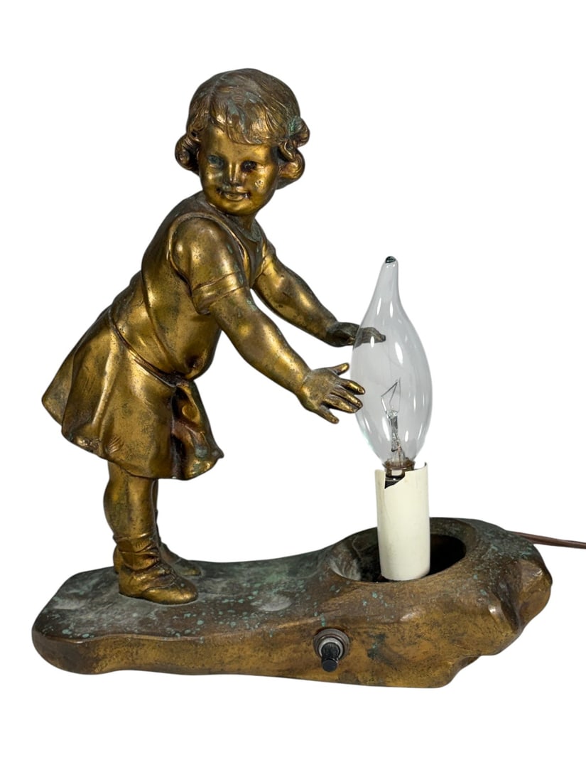 Art Nouveau Gilt Spelter Boudoir Lamp (1 of 3)