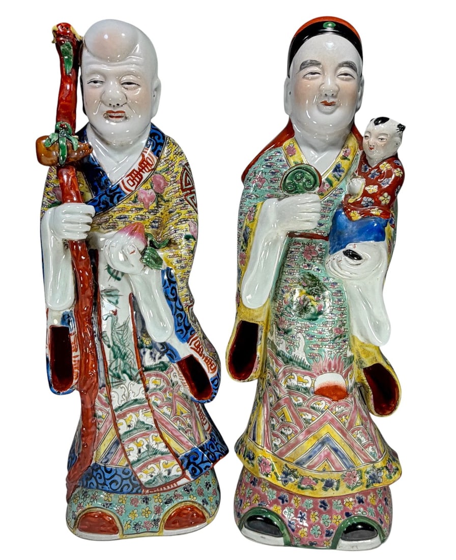 Pair of Chinese Famille Rose Porcelain Figures (1 of 8)