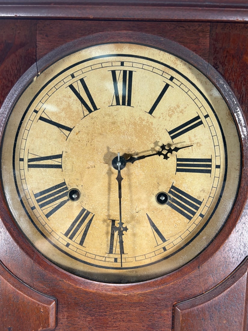 Ithaca New York Calendar Clock Walnut Case - 2