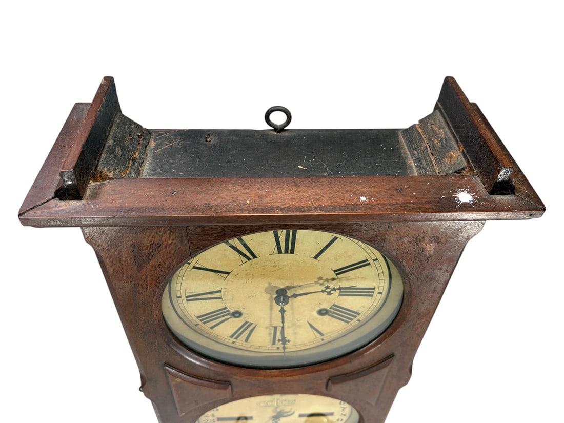 Ithaca New York Calendar Clock Walnut Case - 5