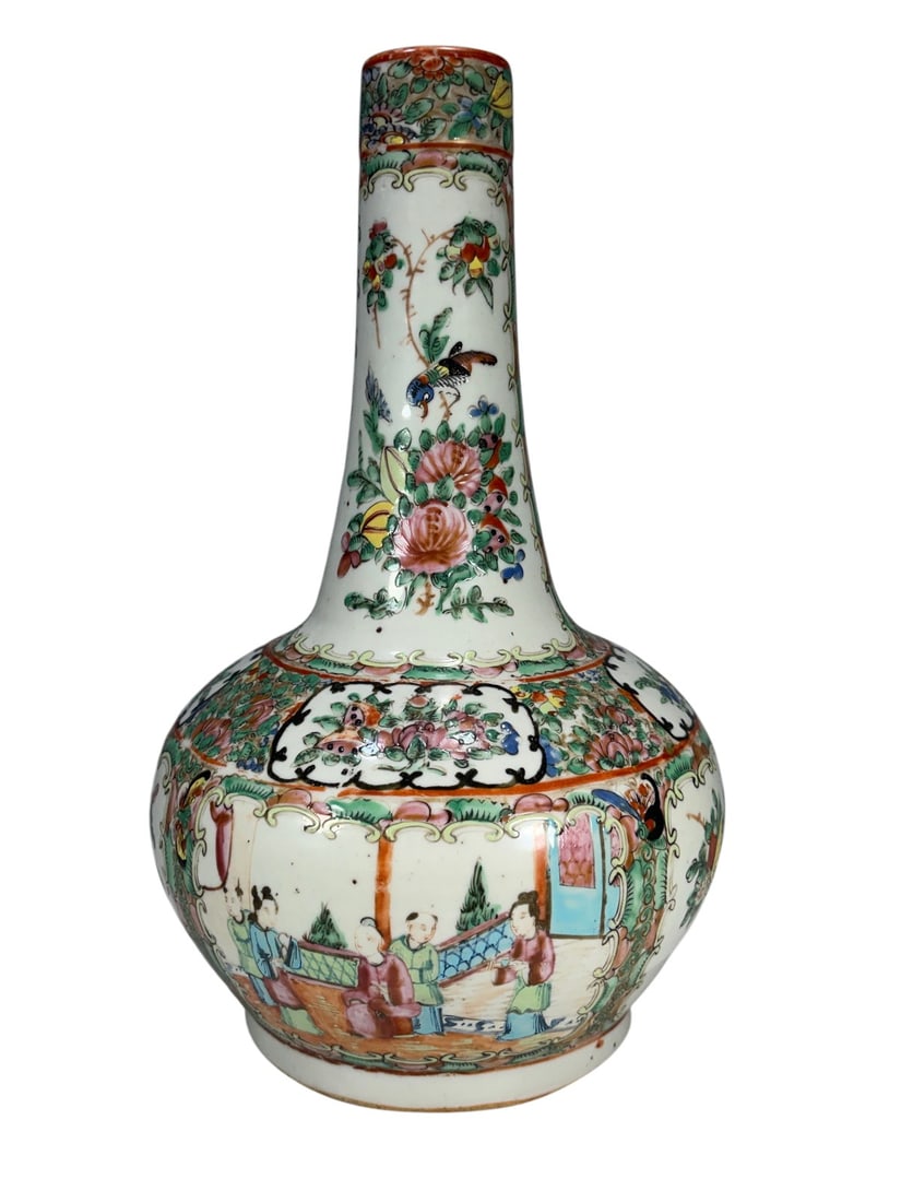 Antique Chinese XIX Rose Canton Porcelain Vase (1 of 6)