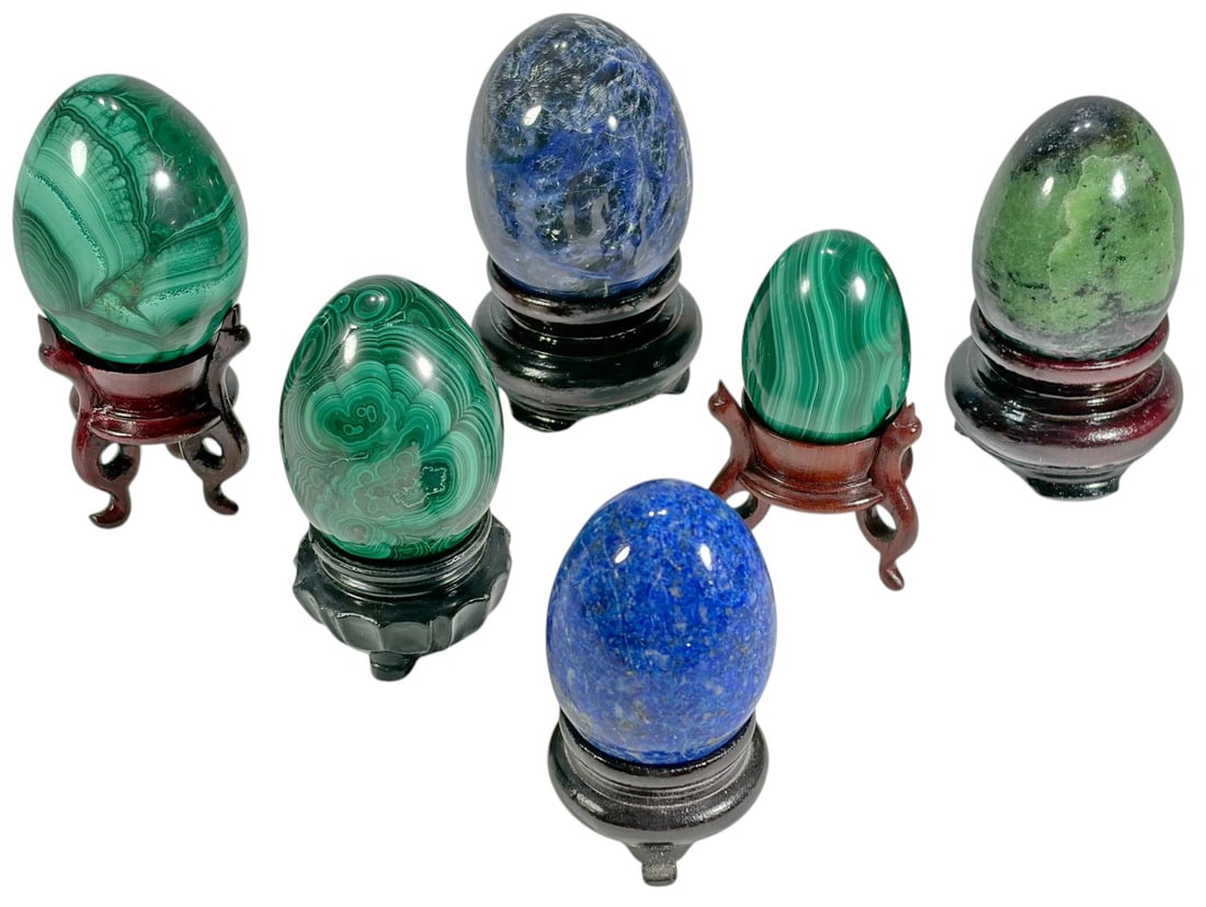 Malachite & Lapis Lazuli Eggs 6pc LOT (1 of 3)