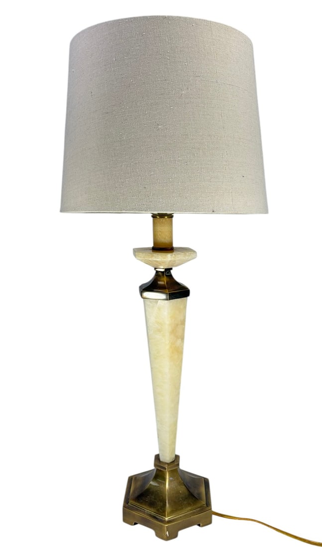 Onix & Brass Table Lamp with Shade (1 of 4)