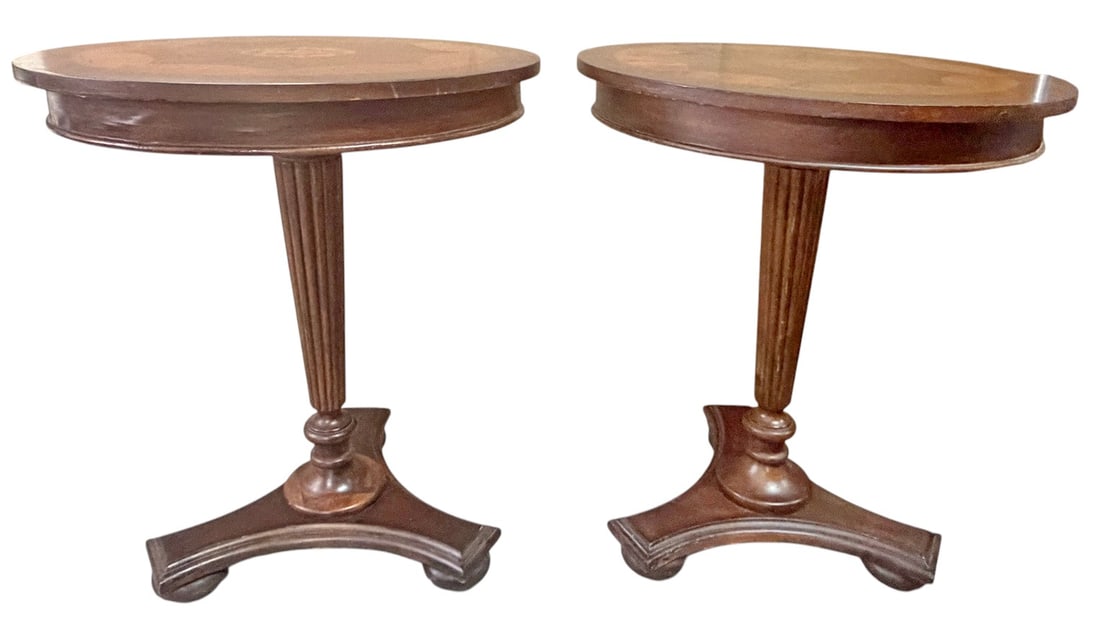 Maitland Smith Style Pedestal Tables 2pc LOT (1 of 7)